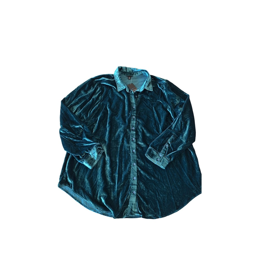 Torrid‎ Lizzie Velvet Button Up Tunic Deep Teal Blue Plus Size 2 2X 18-20 New